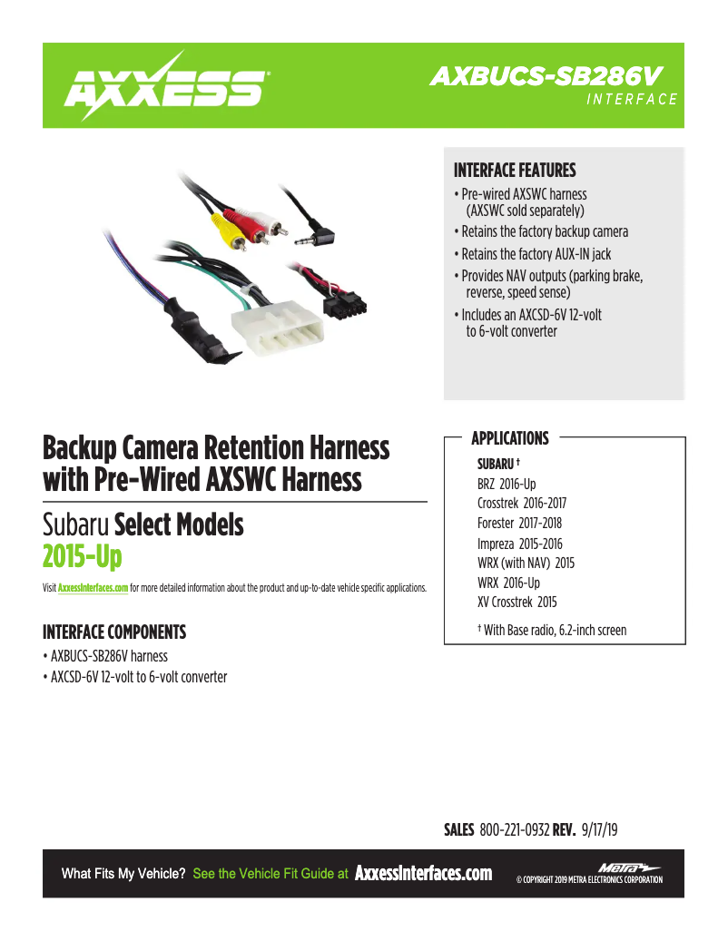 First page image of the manual for AXBUCS-SB286V