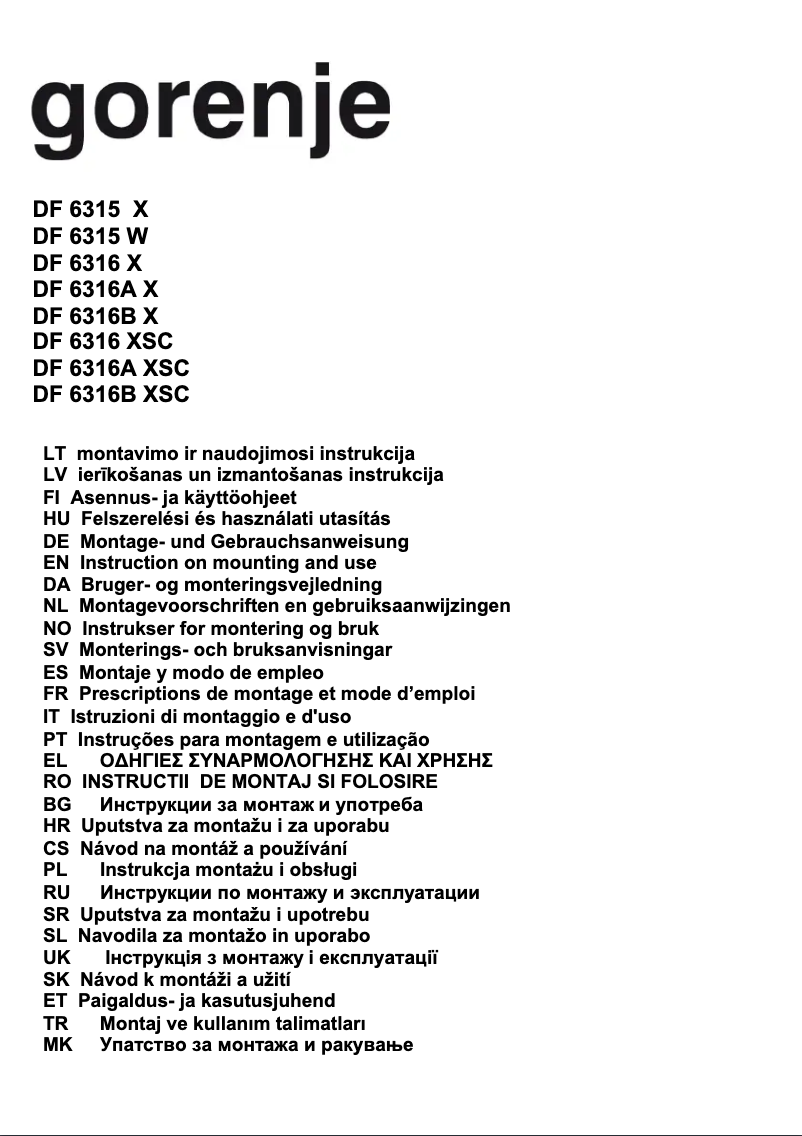 First page image of the manual for DF6316AXSC