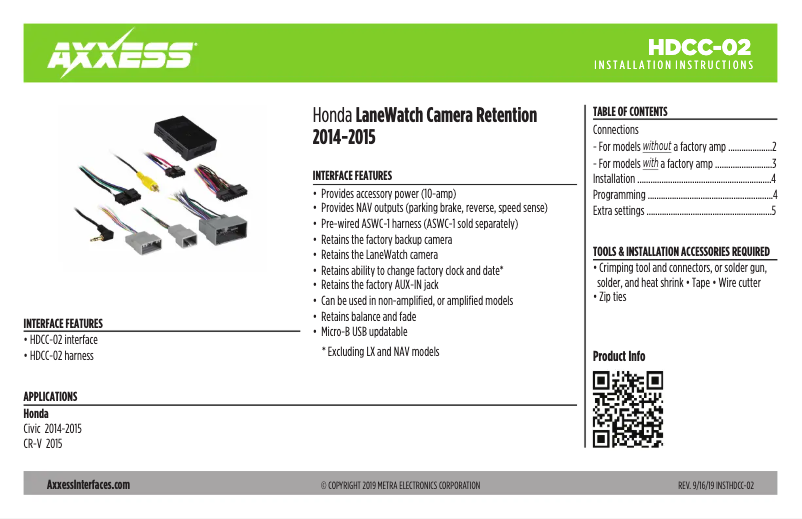 First page image of the manual for HDCC-02