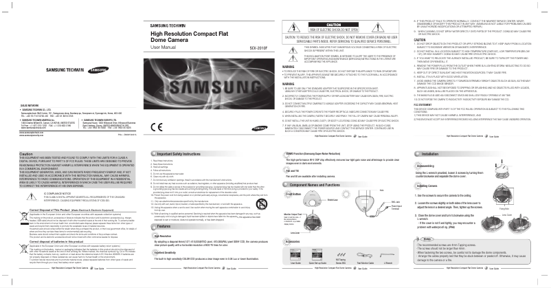 First page image of the manual for SCV-2010F