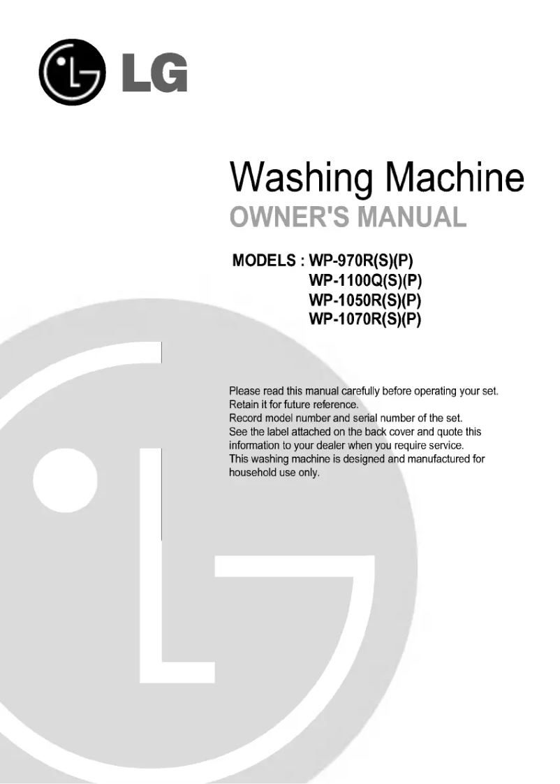 First page image of the manual for WP-1070RB