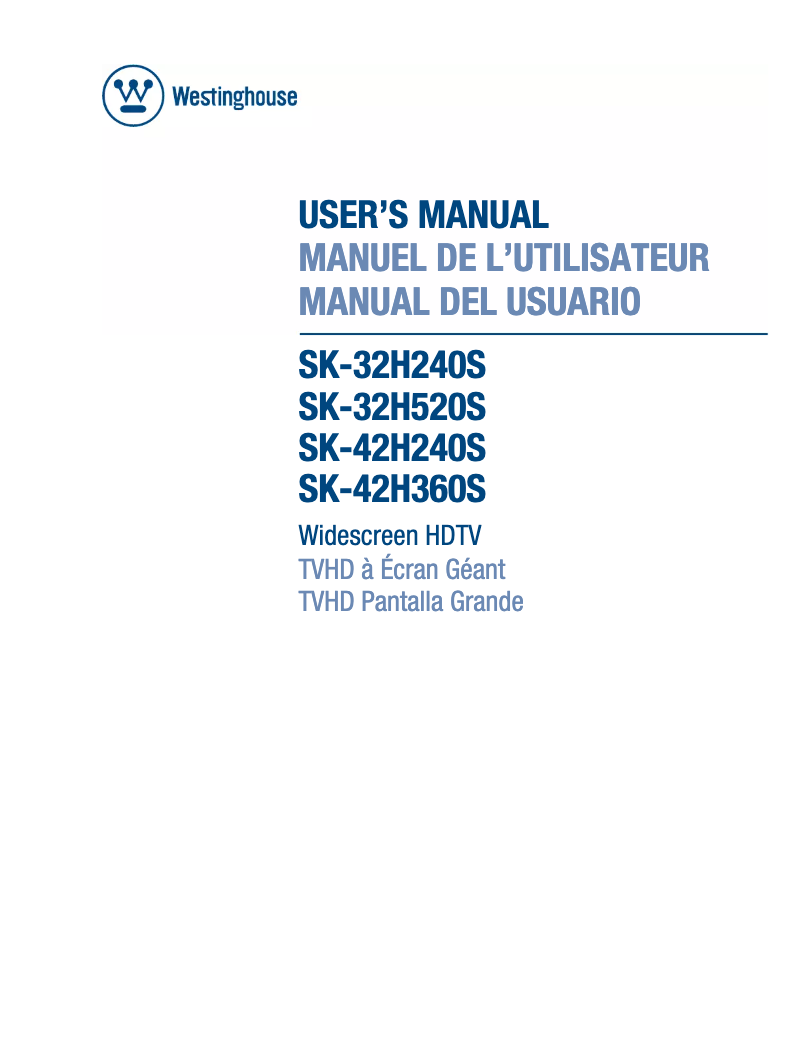Page 1 de la notice Manuel utilisateur Westinghouse SK-32H240S