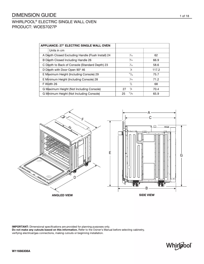 Page 1 de la notice Guide de démarrage rapide Whirlpool WOES7027PZ