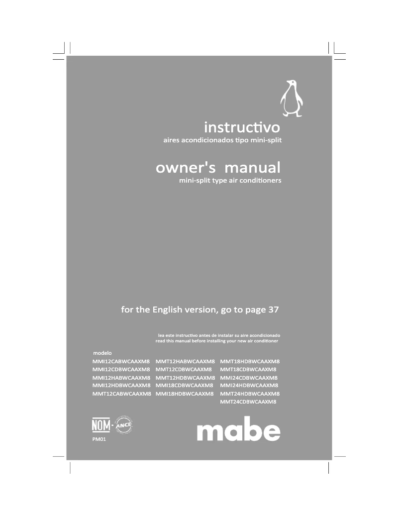 First page image of the manual for MMI18CDBWCAAXM8