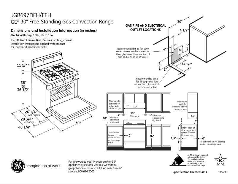 First page image of the manual for JGB697DEHBB