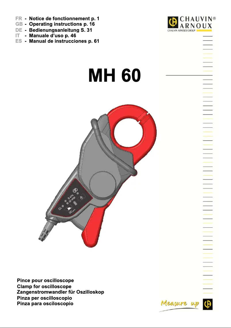 Page 1 of the manual User Manual Chauvin Arnoux MH 60