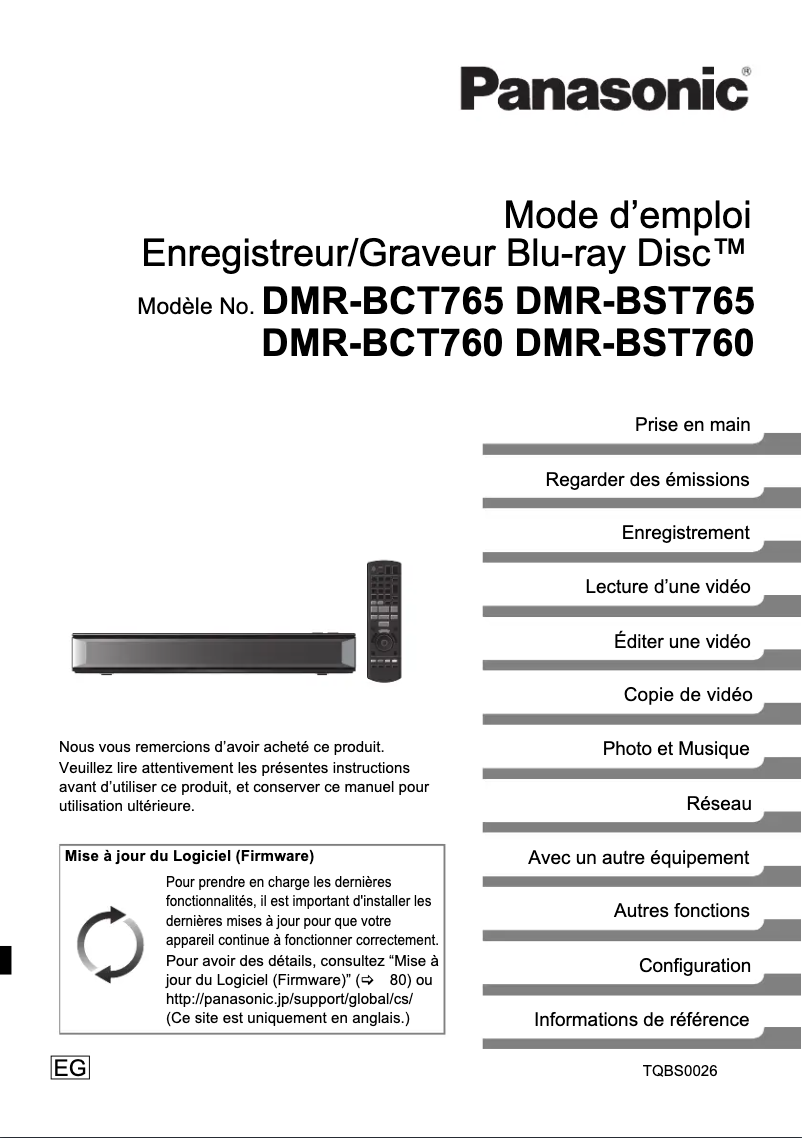 First page image of the manual for DMR-BST765