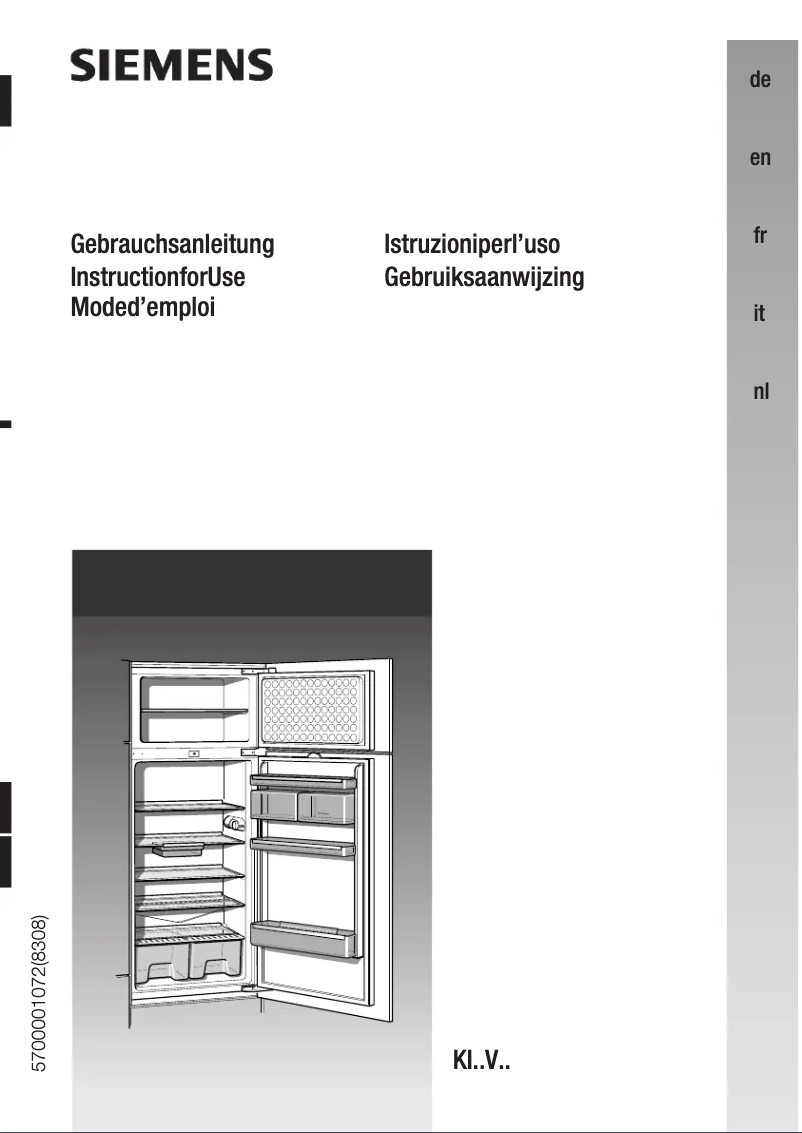 Page 1 of the manual User Manual Siemens KI22V470