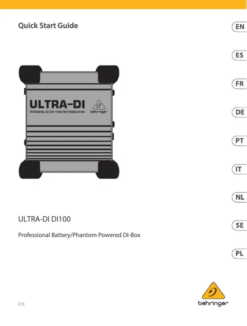 Image de la première page du manuel de l'appareil ULTRA-DI DI100