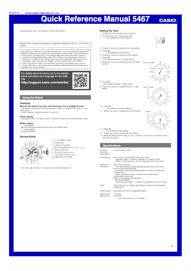 Page 1 of the manual User Manual Casio EQB-700D-1AER