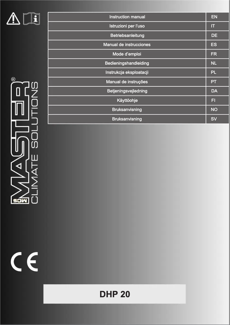 Page 1 of the manual User Manual Master DHP 20