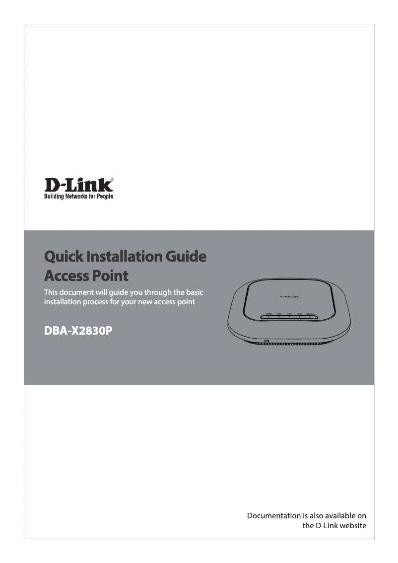 First page image of the manual for DBA-X2830P