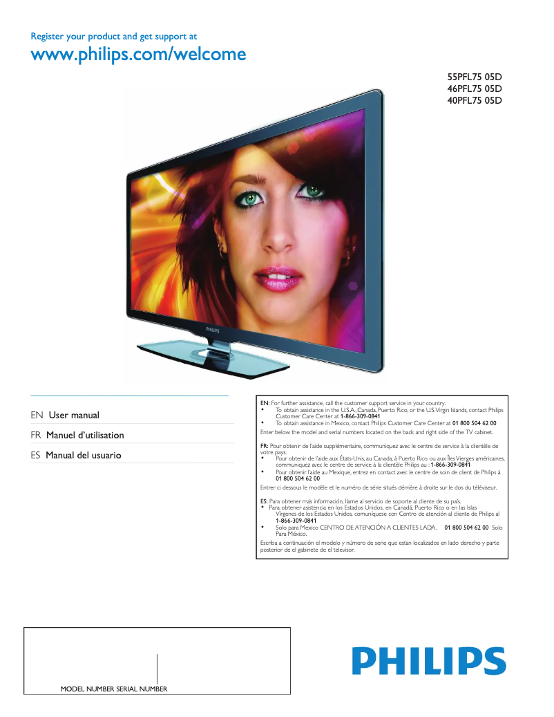 Page 1 of the manual User Manual Philips 46PFL7505D