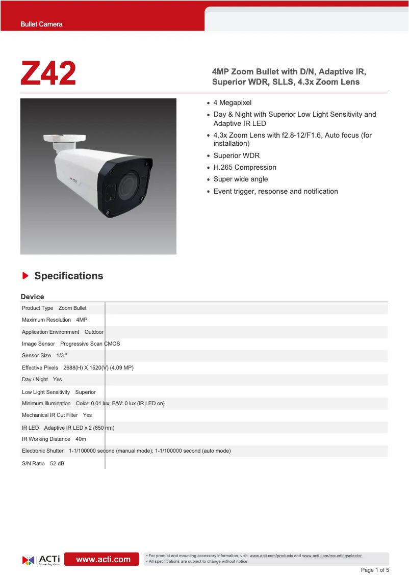 First page image of the manual for Z42