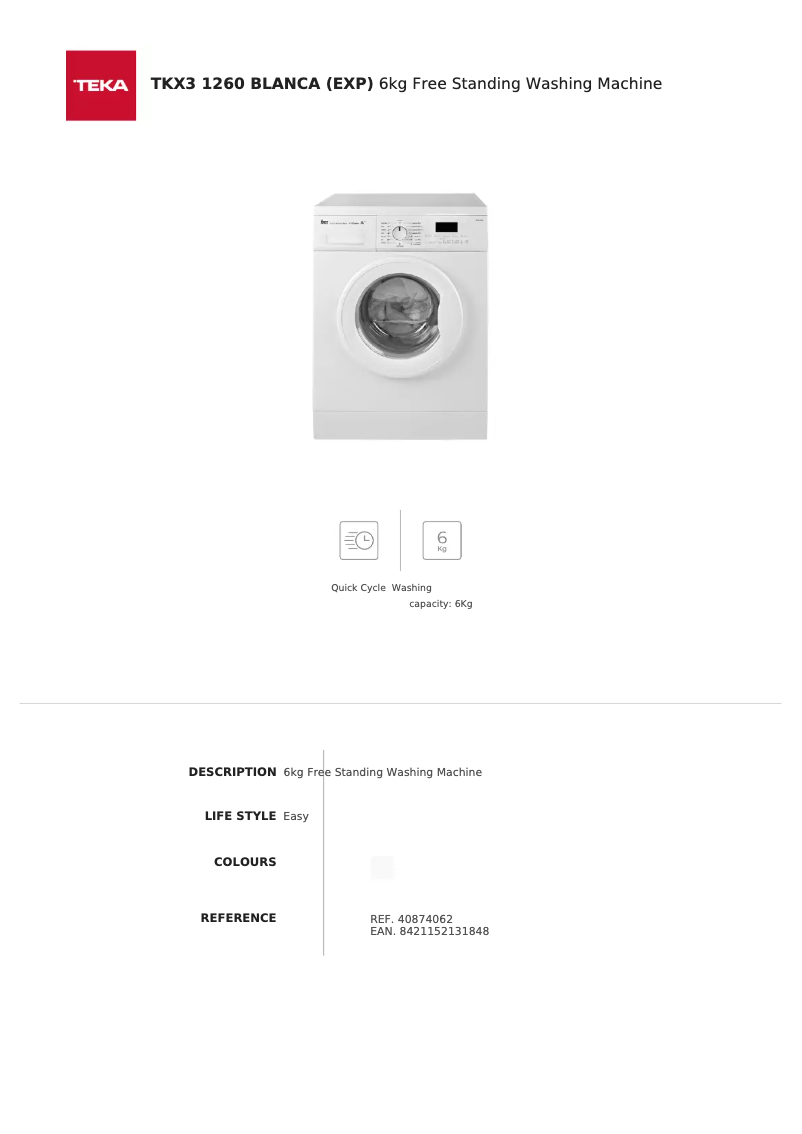 First page image of the manual for TKX3 1260 EXP