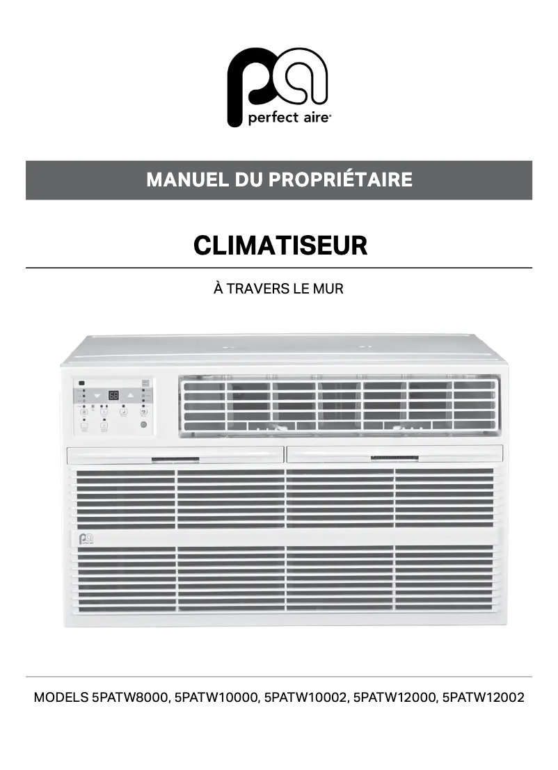 Page 1 of the manual User Manual Perfect Aire 5PATW12000