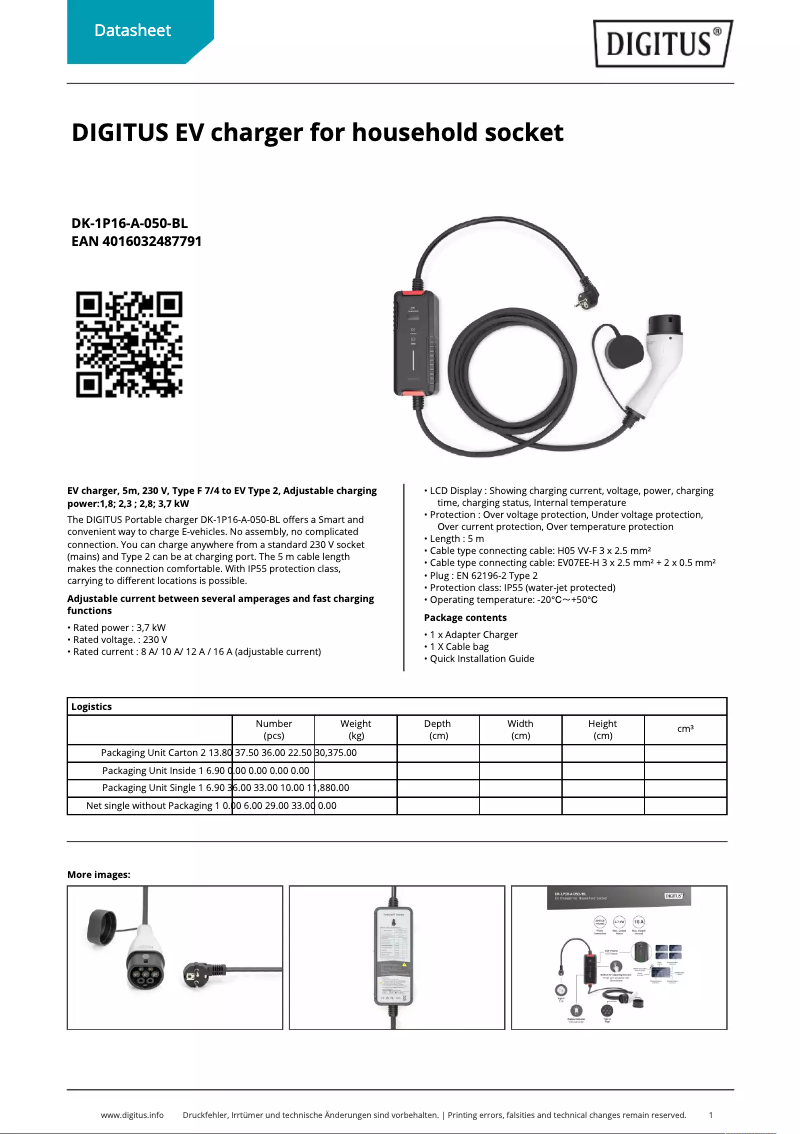 First page image of the manual for DK-1P16-A-050BL