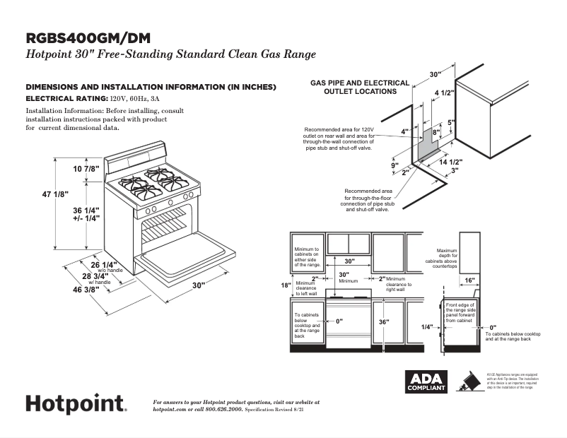 Page 1 of the manual Technical Sheet Hotpoint RGBS400DMBB