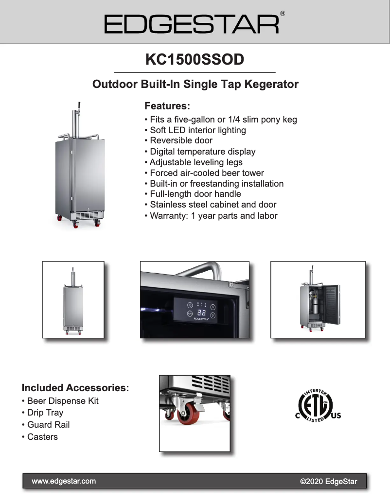 First page image of the manual for KC1500BSSOD