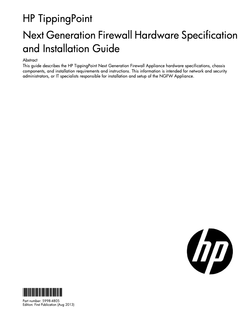 Page 1 of the manual User Manual HP TippingPoint S3020F