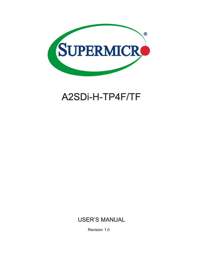 First page image of the manual for A2SDi-H-TP4F