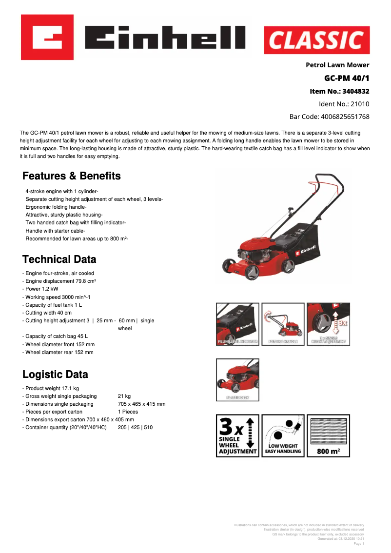 First page image of the manual for GC-PM 40/1