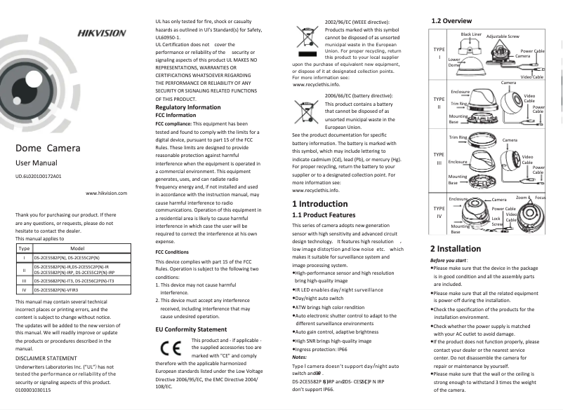 Page 1 of the manual User Manual Hikvision DS-2CE5582P-VFIR3