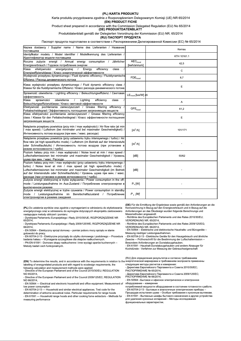 First page image of the manual for KTH 10.161.1 B
