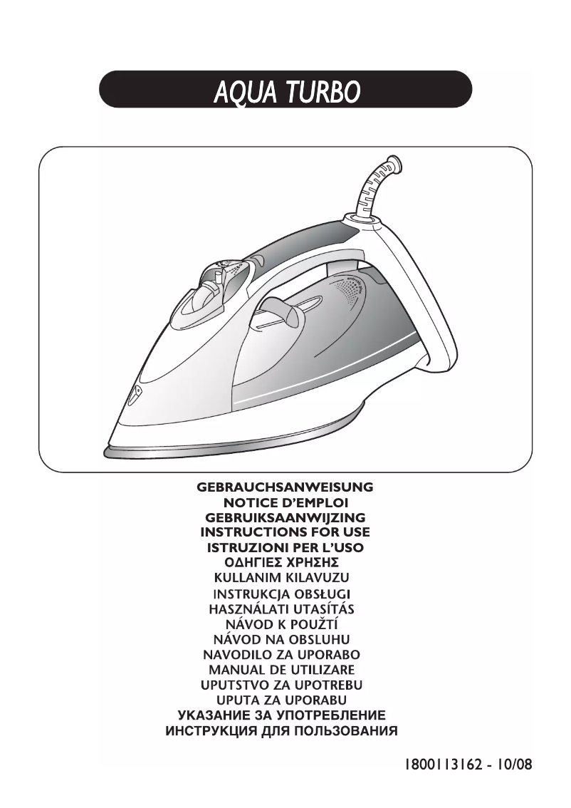 Page 1 of the manual User Manual Tefal Aqua Turbo FV8216