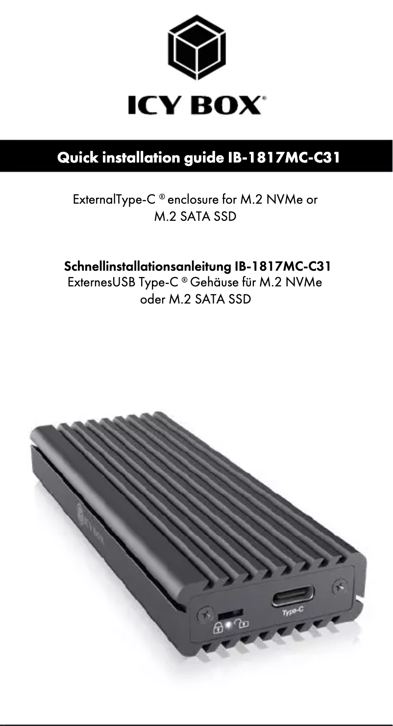 Page 1 of the manual User Manual Icy Box IB-1817MC-C31
