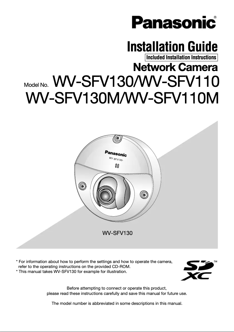Page 1 of the manual User Manual Panasonic WV-SFV110