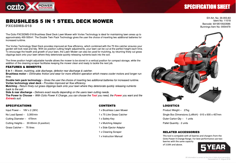 First page image of the manual for PXCSDMS-018