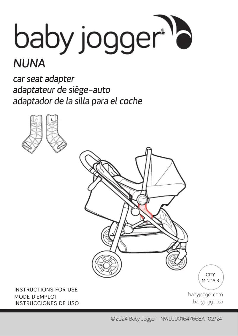 Page 1 of the manual User Manual Baby Jogger Nuna car seat adapter