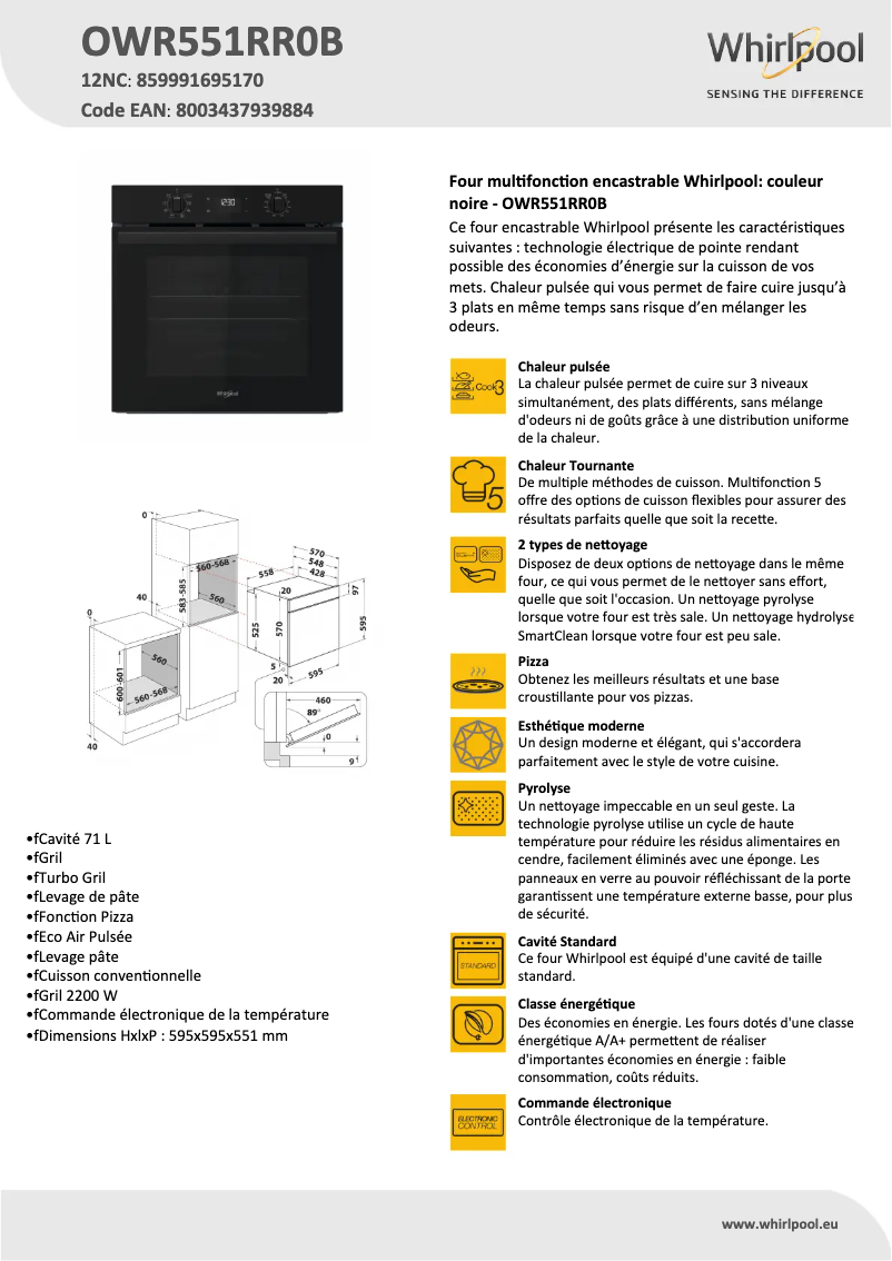 Image de la première page du manuel de l'appareil OWR551RR0B