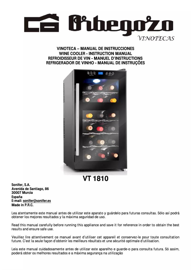 First page image of the manual for VT 1810