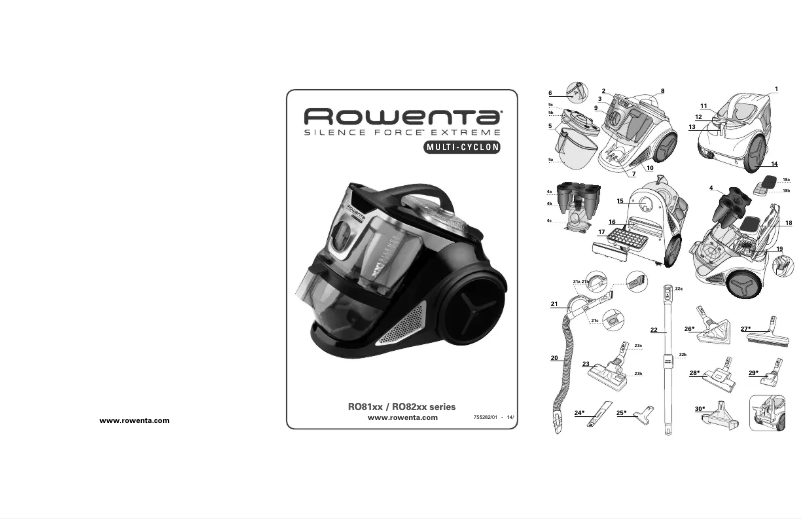 First page image of the manual for RO8123 Silence Force Extreme Cyclonic