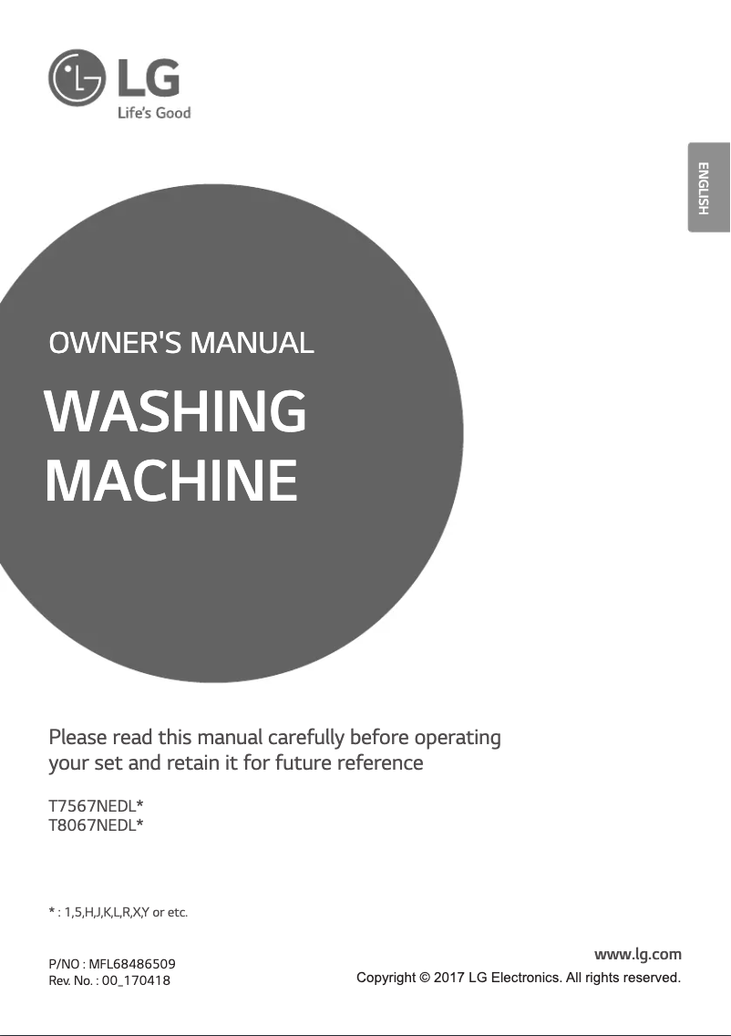 Page 1 of the manual User Manual LG T7567NEDLR