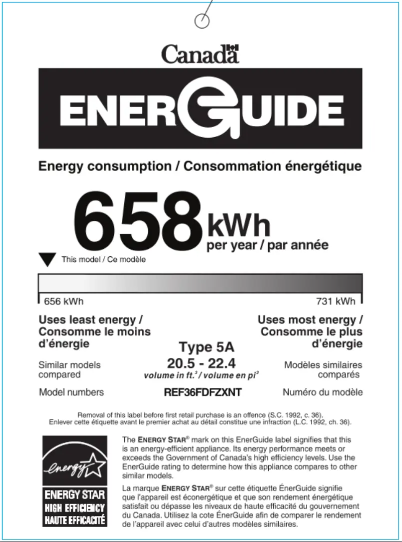 First page image of the manual for REF36FDFZXNT