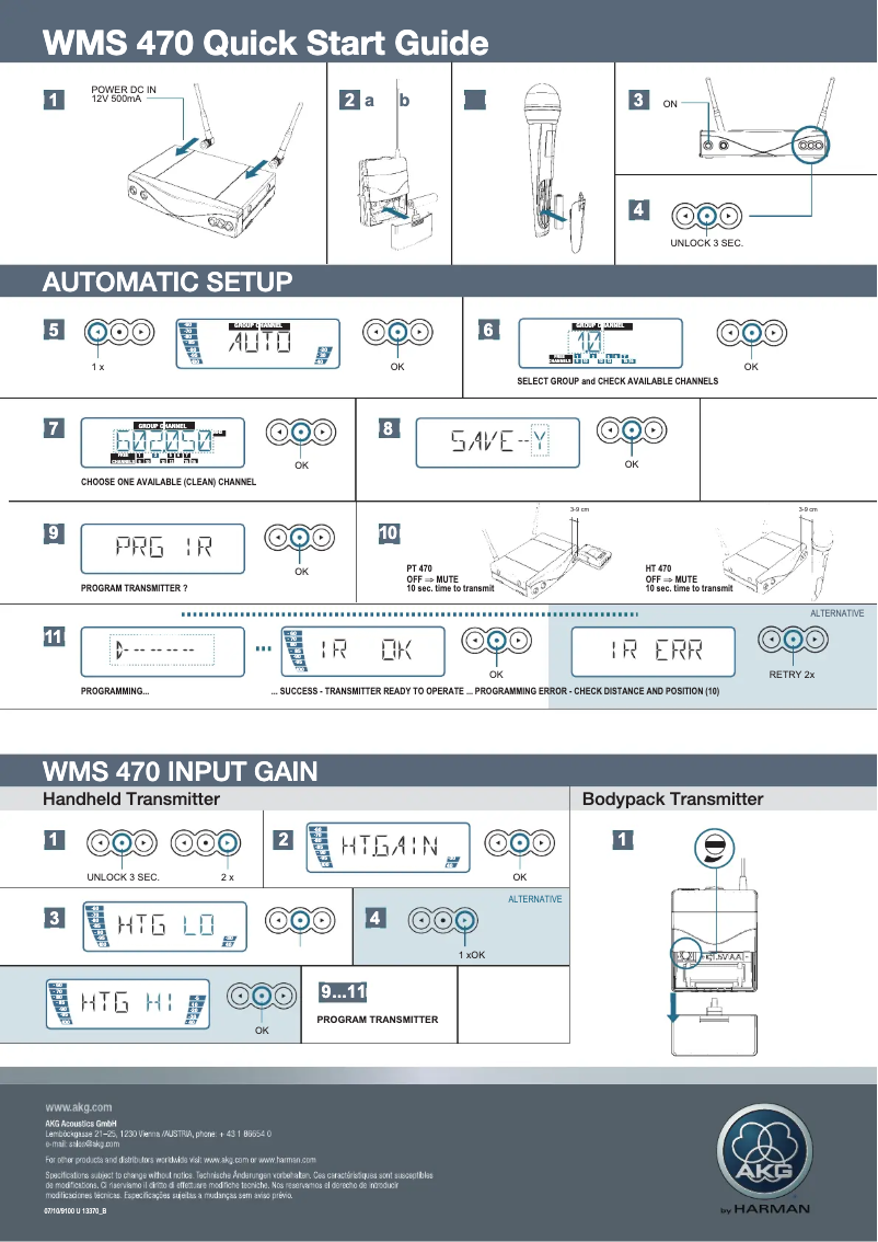 Page 1 of the manual Quick Start Guide AKG WMS 470
