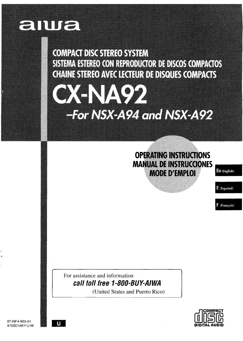 First page image of the manual for CX-NA92