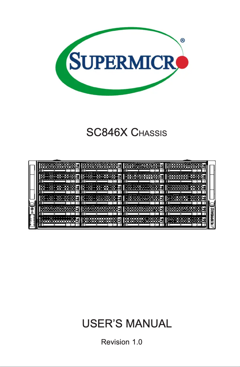 First page image of the manual for SuperChassis SC846BE1C-R1K28B