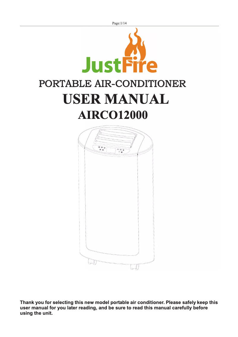 First page image of the manual for Airco 12000