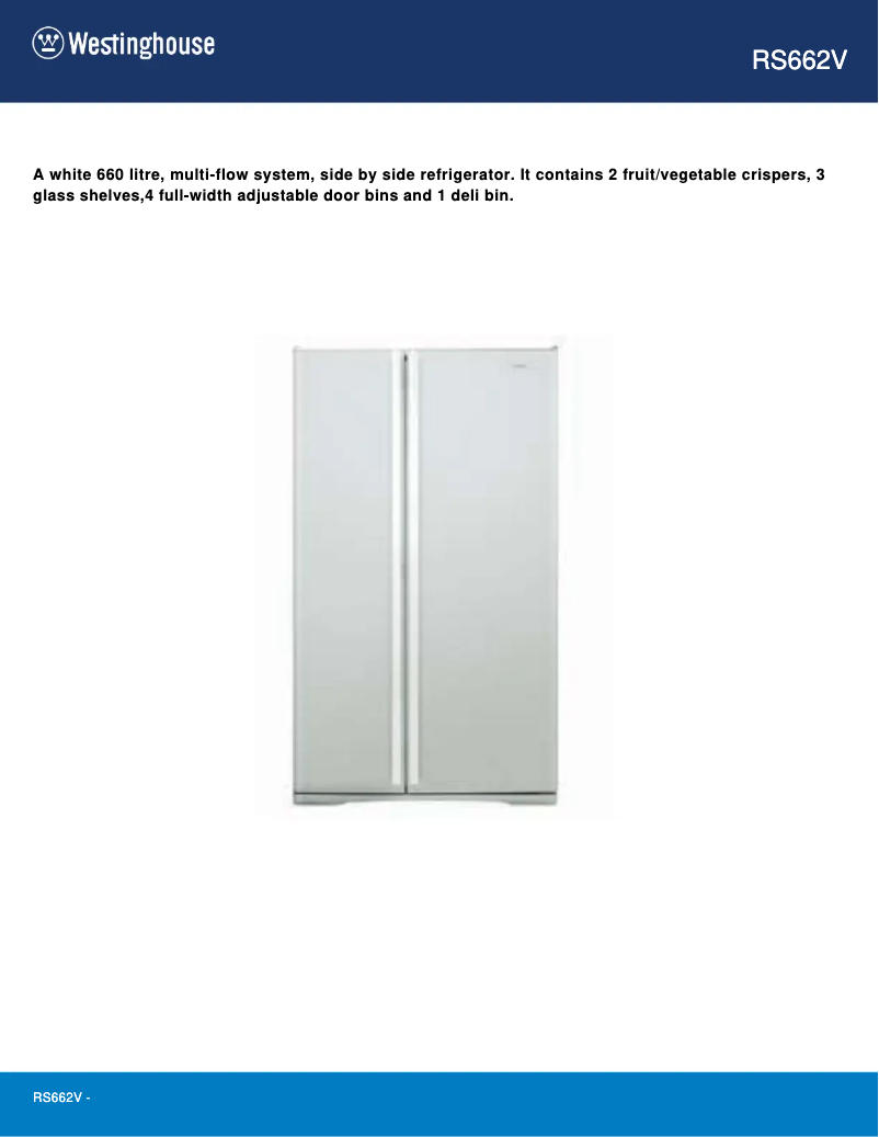 First page image of the manual for RS662V