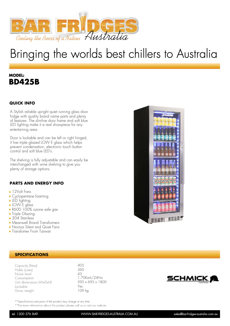 Page 1 of the manual Technical Sheet Schmick BD425B