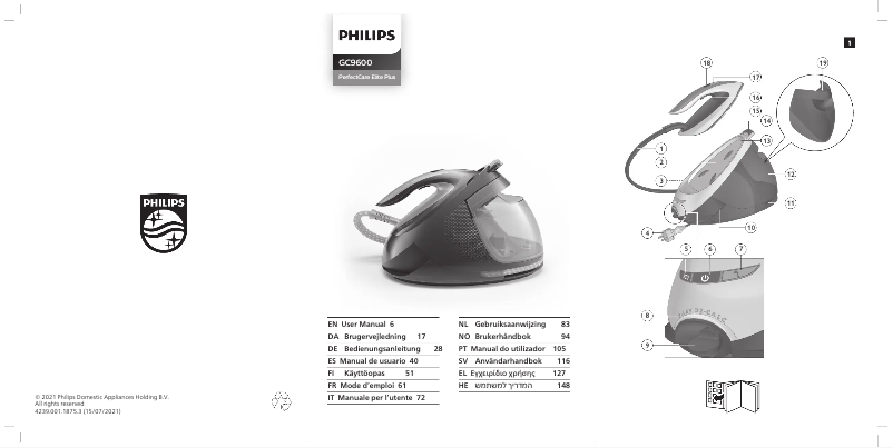 Page 1 of the manual User Manual Philips Perfectcare Elite Plus GC9690