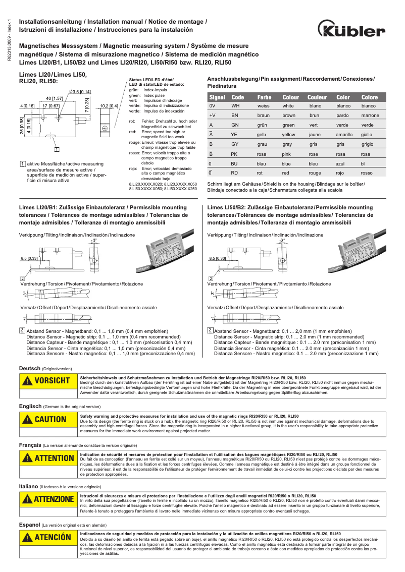 Page 1 of the manual User Manual Kübler Limes LI20