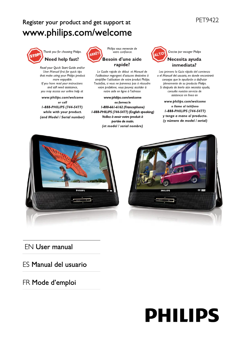 Page 1 of the manual User Manual Philips PET9422