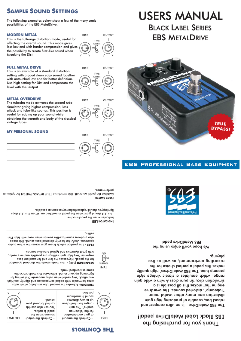 Page 1 of the manual User Manual EBS Metal Drive II