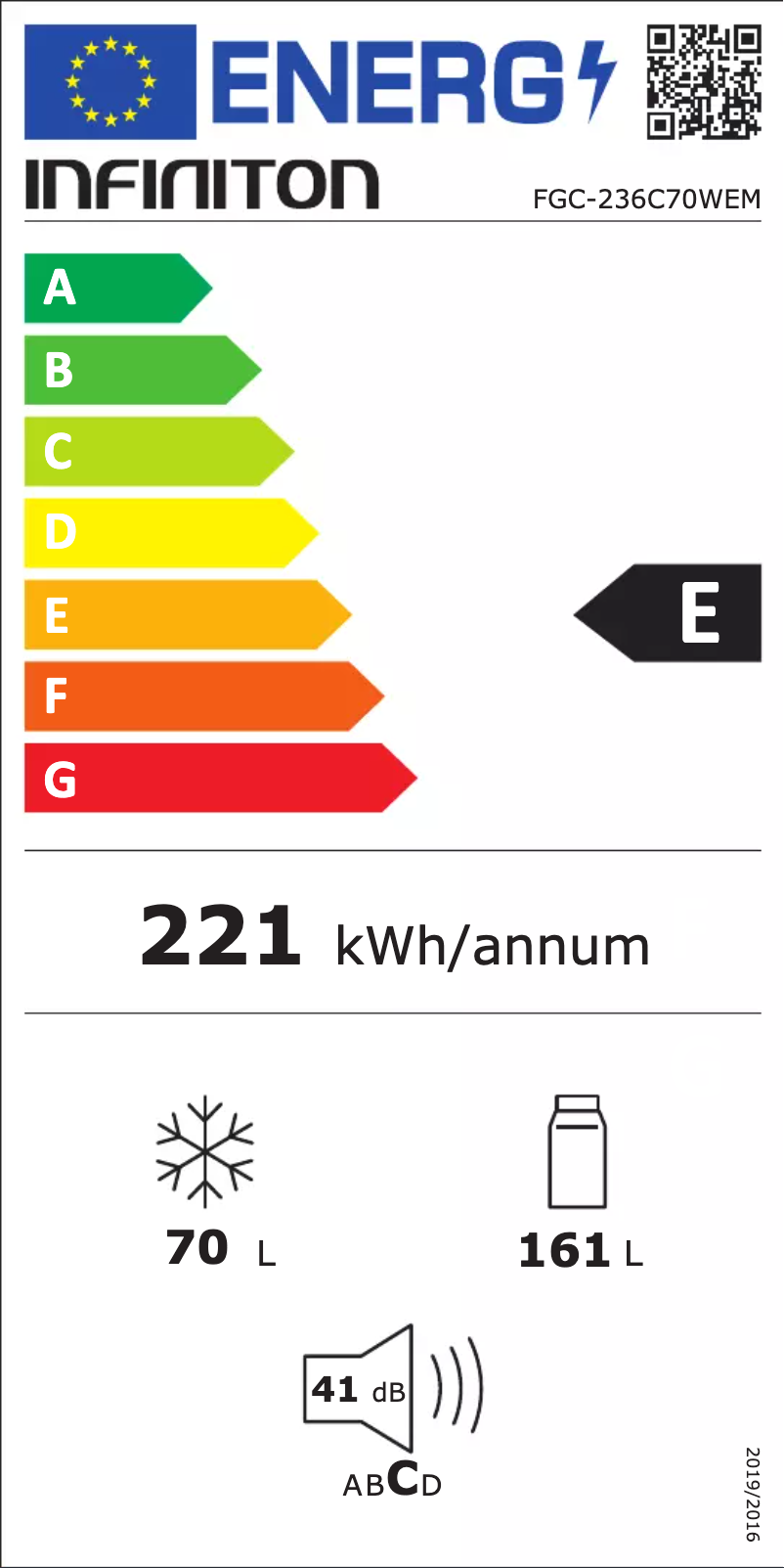 Page 1 of the manual Energy Label Infiniton FGC-236C70WEM