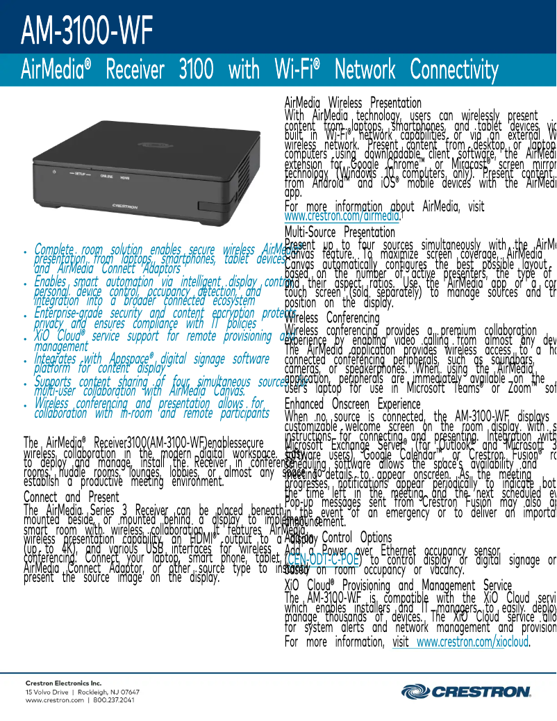 Image de la première page du manuel de l'appareil AM-3100-WF